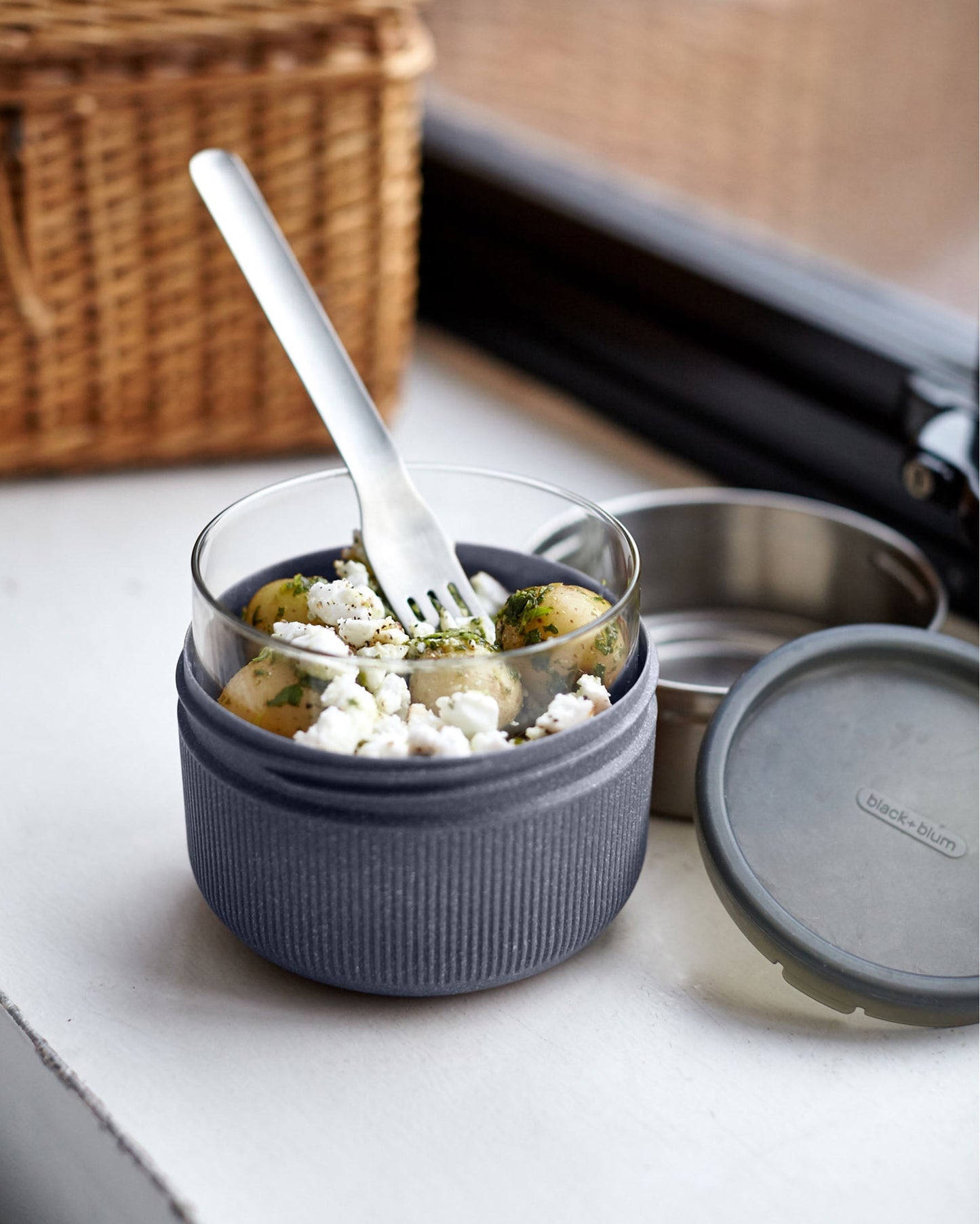 GLASS LUNCH POT LARGE - almond