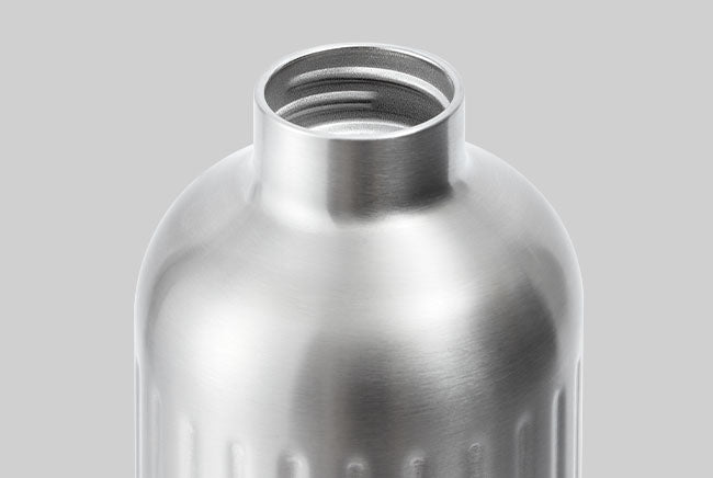 smooth brush stainless steel spout with thread on inside of explorer bottle