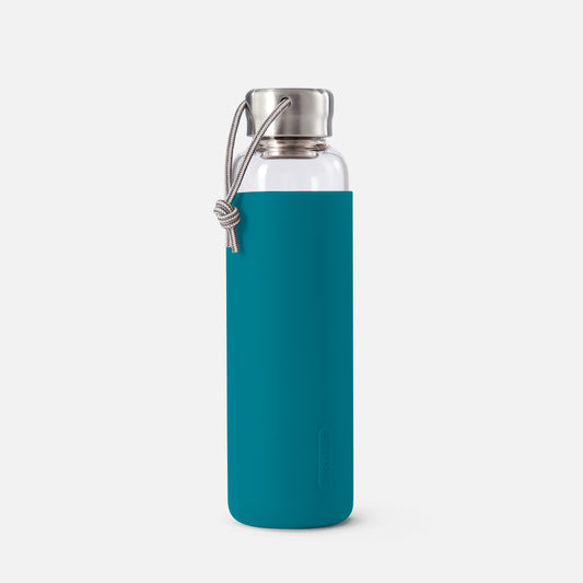 Black+Blum reusable glass water bottle ocean blue