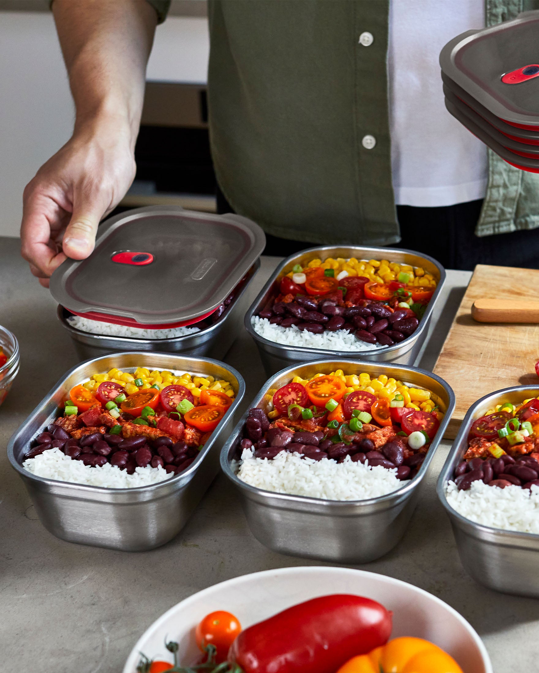Clean Prep Box Black+Blum | Stainless Steel Meal Prep Food Box Set Of 5 | Reusable ...
