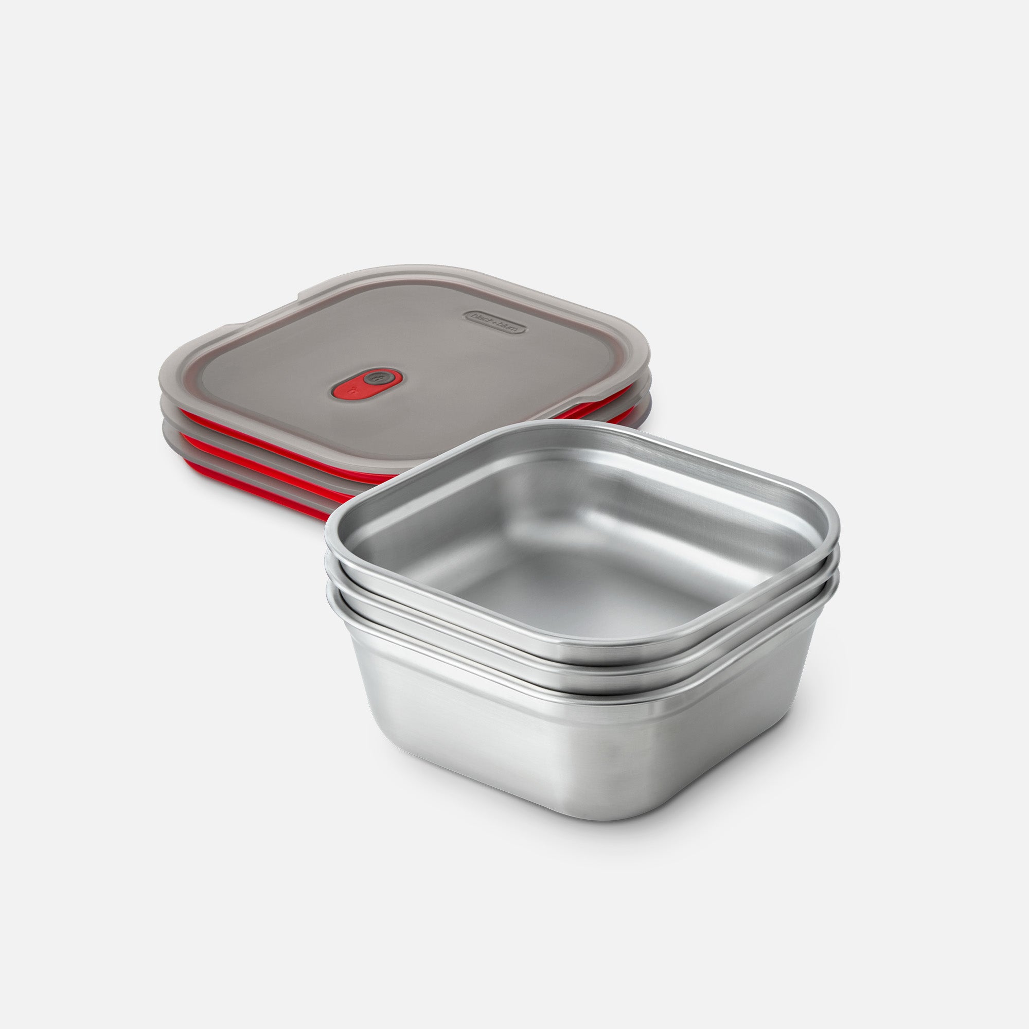 Clean Prep Box Black+Blum | Stainless Steel Meal Prep Square Food Box Set Of 3 ...