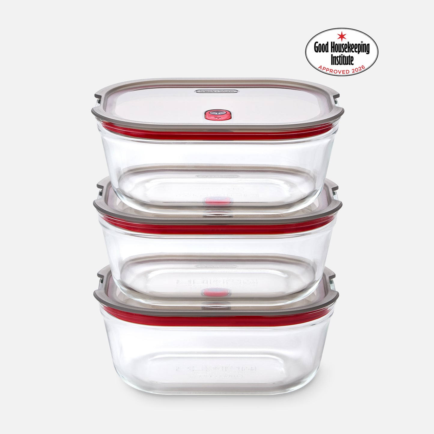 STACK + NEST GLASS FOOD CONTAINERS X3