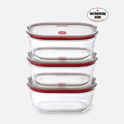 STACK + NEST GLASS FOOD CONTAINERS X3