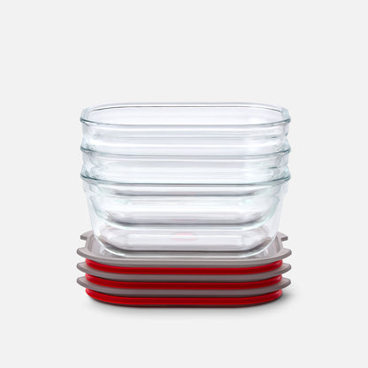 STACK + NEST GLASS FOOD CONTAINERS X3