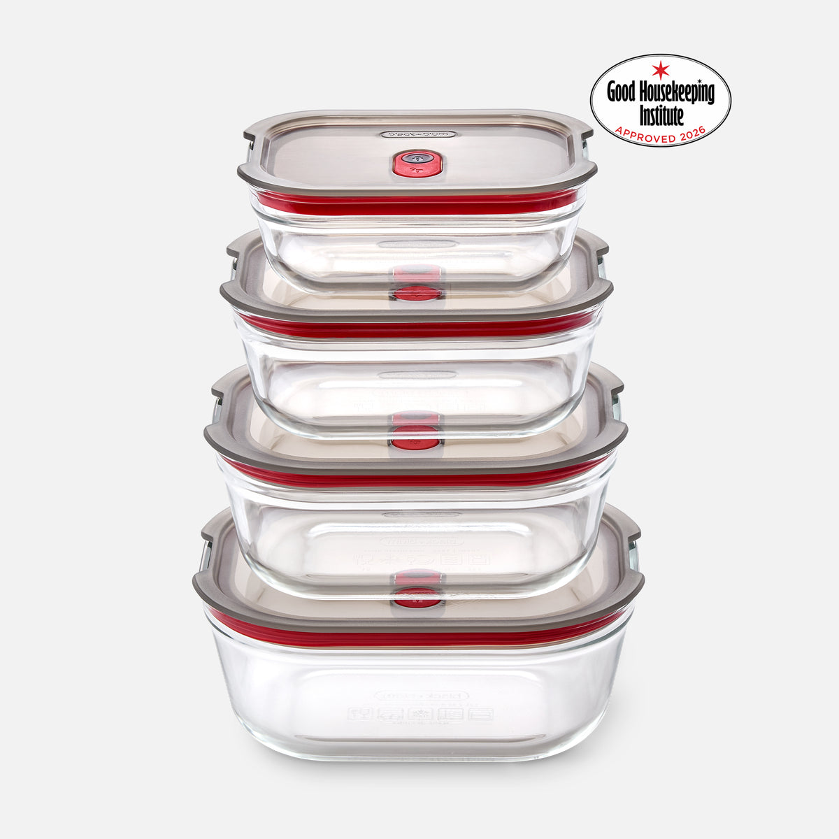 STACK + NEST GLASS FOOD CONTAINERS SET 4