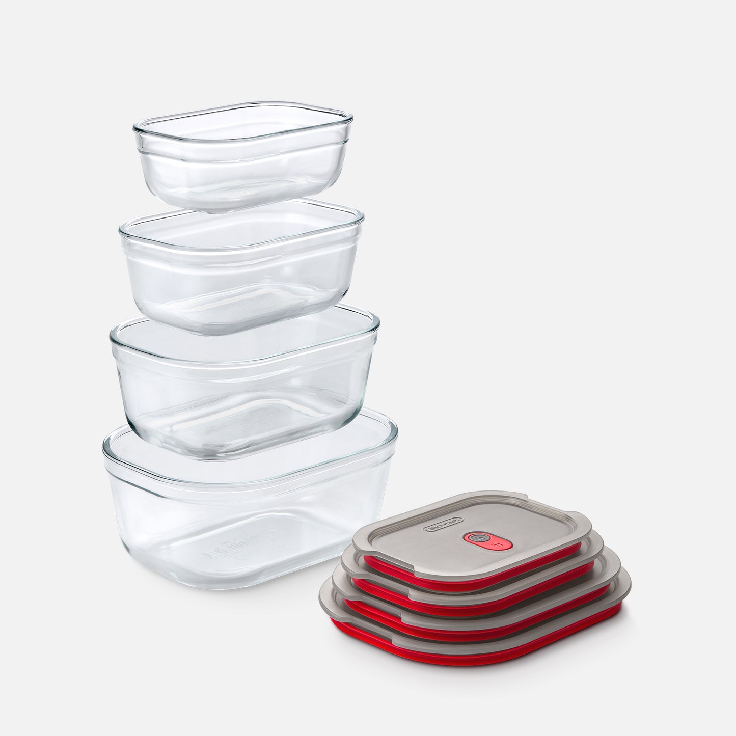 STACK + NEST GLASS FOOD CONTAINERS SET OF 4