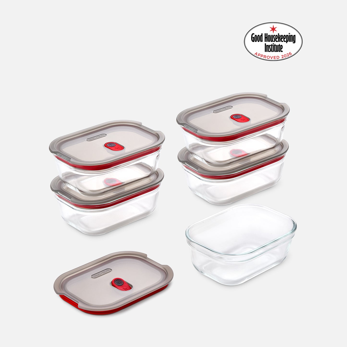 STACK + NEST GLASS FOOD CONTAINERS X5