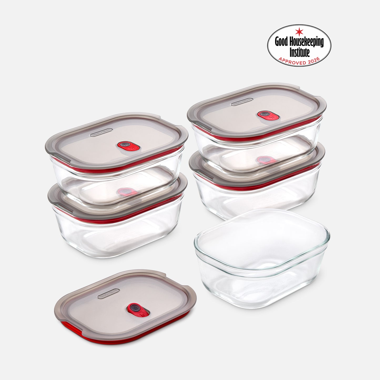 STACK + NEST GLASS FOOD CONTAINERS X5