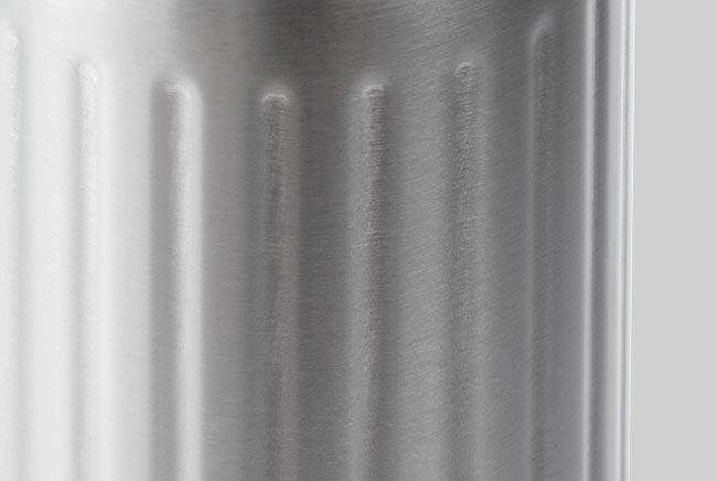 reinforced ribs adding strength to side wall of vacuum insulated stainless steel explorer bottle